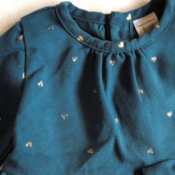 carter's teal dress with gold hearts & matching diaper cover 3 months baby girl - Picture 3 of 8